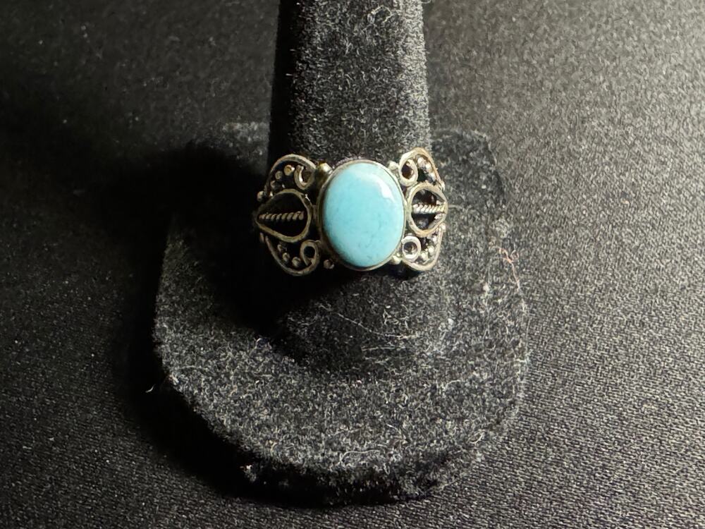925 Sterling Silver Larimar Size 9 Ring